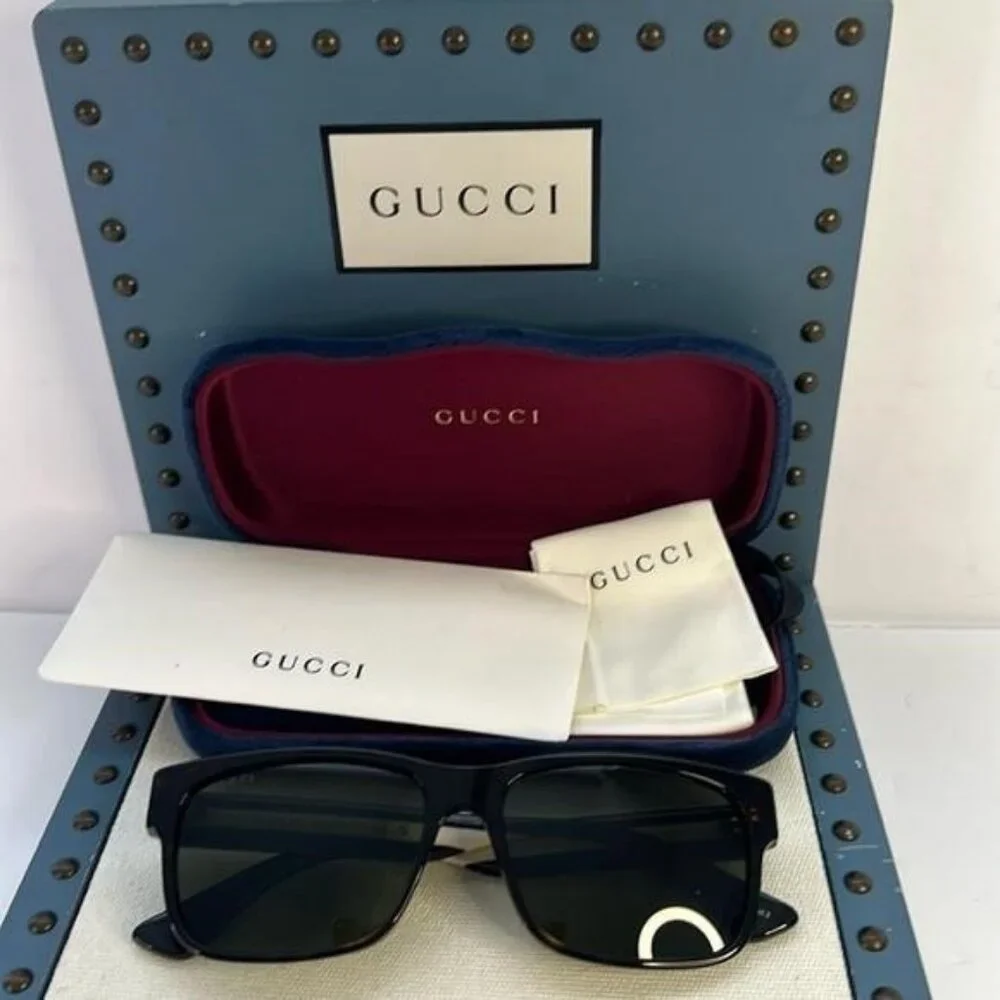 💯 Authentic- New Gucci GG0340S 008 Brown Green Sunglasses